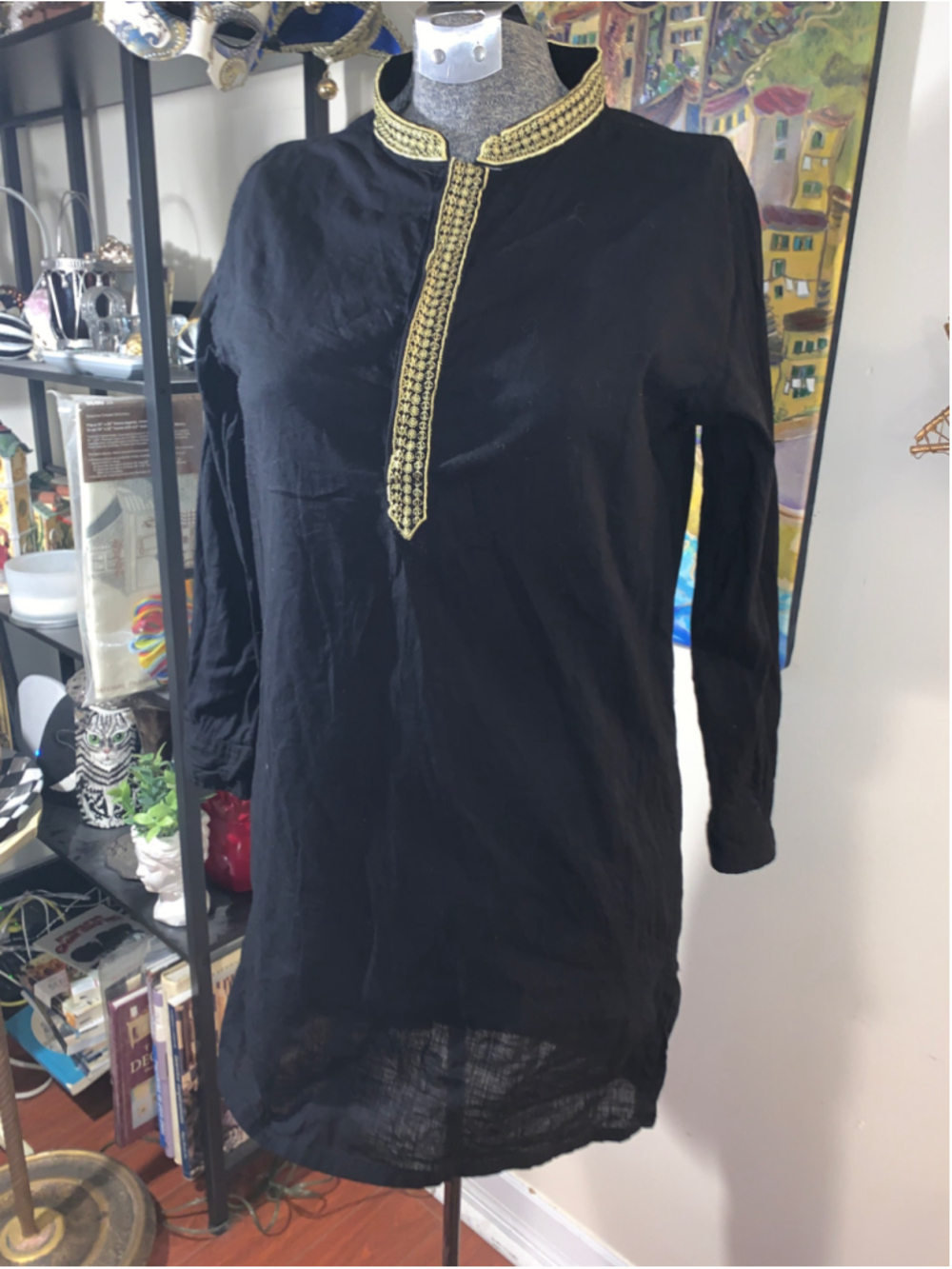 Boys Threadbare Black and Gold Kurta Shirt Size 12